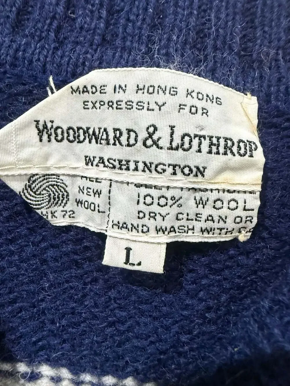 Vintage Woodward & Lothrop 100% Wool Striped Sweater Men’s L Crewneck USA
